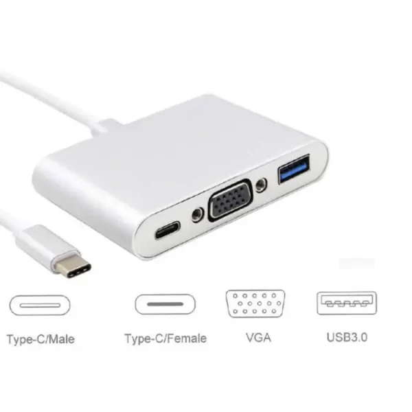 USB3.1 Type C to VGA + USB3.0 + Type C 3.1 OTG Adapter