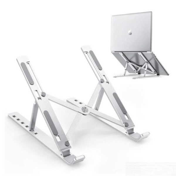 Portable & Foldable Aluminium Laptop Stand SILVER - Image 2