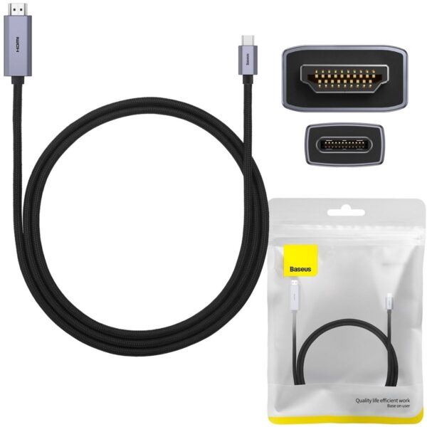 Baseus High Definition Series Type-C to HDMI 4K Adapter Cable - Graphene Build - 1m Black