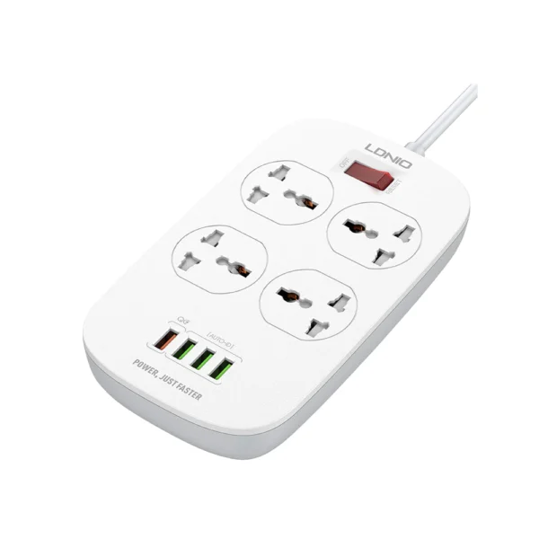 LDNIO SC4407 Fast Charging Power Strip - QC3.0 USB, Surge Protector, Universal Outlets (EU UK US) - Image 2