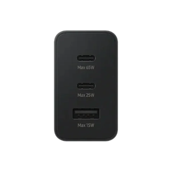 Samsung 65W USB-C Power Delivery Adapter (US Plug) with Trio Ports (2 x USB-C, 1 x USB-A) With C-C CABLE - Image 2