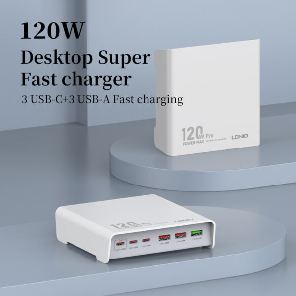 LDNIO Q605 120W Multi-Ports Desktop Charging Station - Image 2