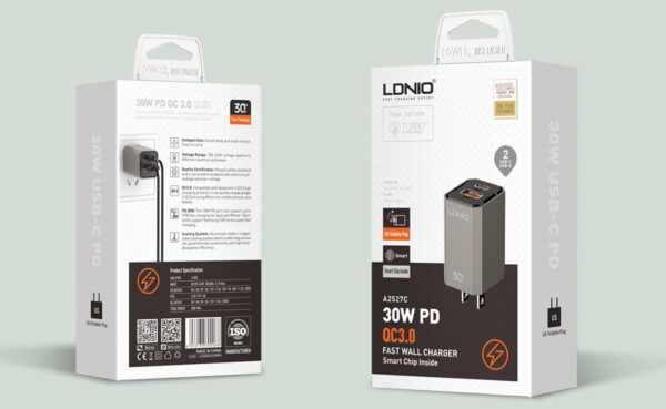 LDNIO A2527C 30W US 90° Foldable Plug Fast Charger