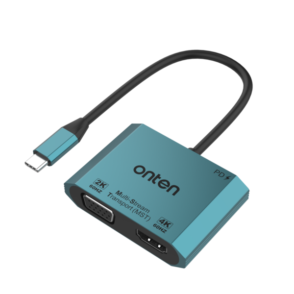 ONTEN 3 in 1 USB-C to HDMI+VGA Video Adapter HDMI (4K@60Hz)+VGA (2K@60Hz)+PD 3.0 M205 - Image 2