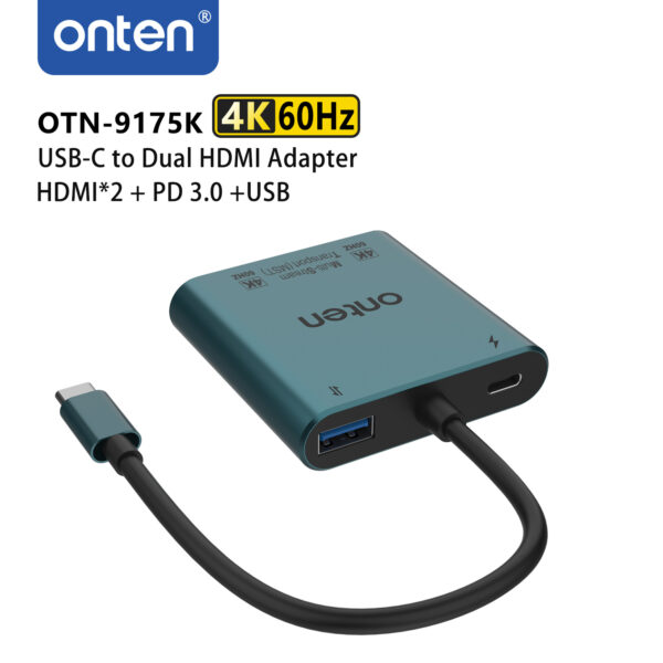 ONTEN 4 in 1 Type-C to Dual HDMI Adapter with PD 9175K