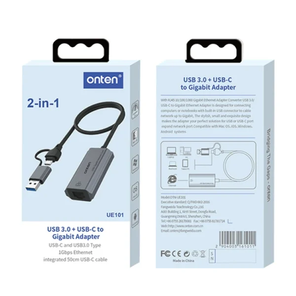 ONTEN USB-C/USB 3.0 to Gigabit Adapter 1000M UE106