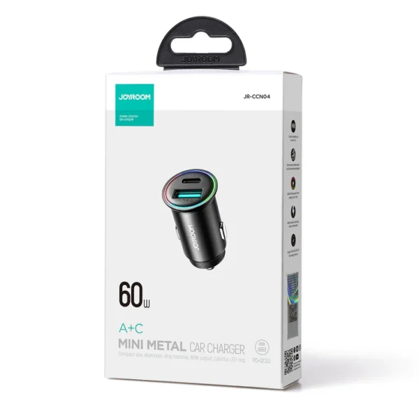 JOYROOM JR-CCN04 A+C 60W A+C mini Metal Car Charger