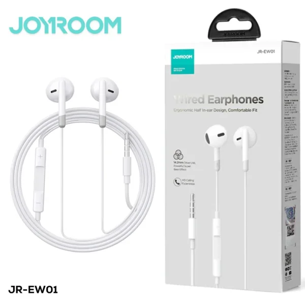 JOYROOM JR-EW01 Wired Series Half In-Ear Wired Earphones-White