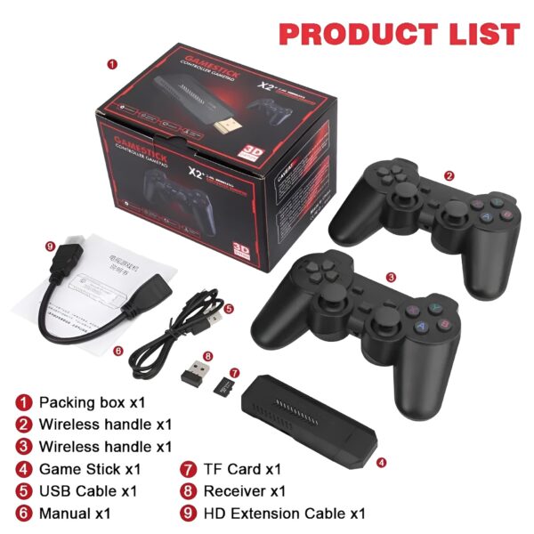 X2 Plus Retro 3d 32000+ Video Games 4k Hd Output Game Stick With 2 Wireless Controllers - Image 3