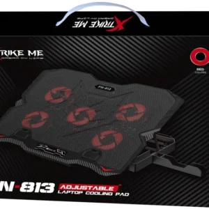 XTRIKE ME FN813 Laptop Cooling Pad Stand With Mobile Stand – 5 x RED Led Fans – 2 USB Ports – Support UP 17 Inch