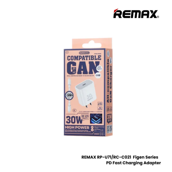 Remax RP-U71 30W GaN Figen Series Charger + RC-CO21 Data Cable Set