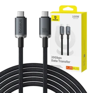 Baseus  Data Cable USB-C to USB-C 100W 1.5m Crystal Shine USB3.2 Full-Featured Fast-Charging 20Gb Cluster Black P10318204111-00