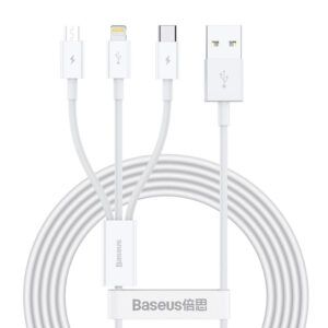 Baseus Data Cable USB to M+L+C 3.5A 1m Superior Series Fast Charging  Stellar White