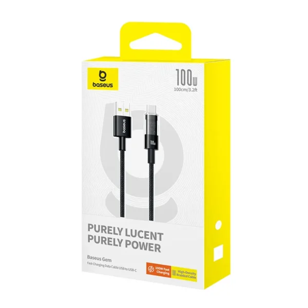 Baseus  Data Cable USB to USB-C 100W 2m Gem Fast-Charging Cluster Black P10373002111-01