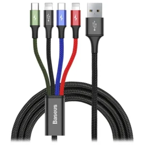 Baseus Fast 4-in-1 Cable For iP(2)+Type-C+Micro 3.5A 1.2m Black CA1T4-A01