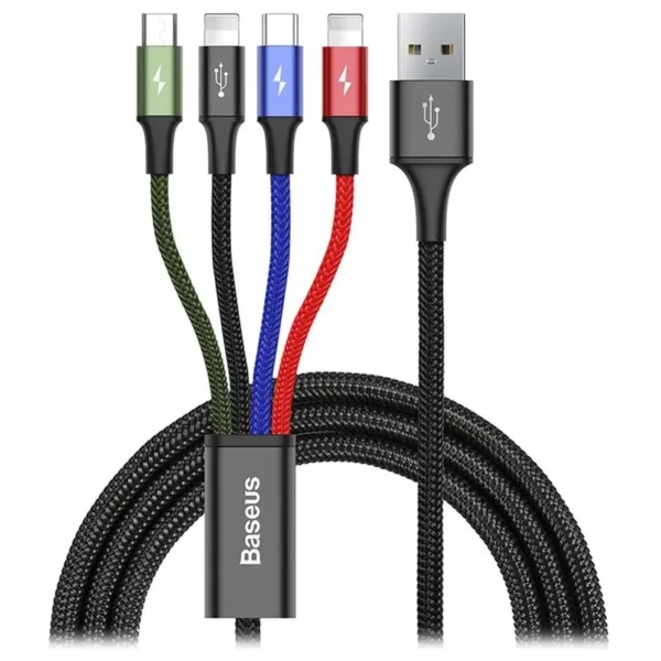 Baseus Fast 4-in-1 Cable For iP(2)+Type-C+Micro 3.5A 1.2m Black CA1T4-A01