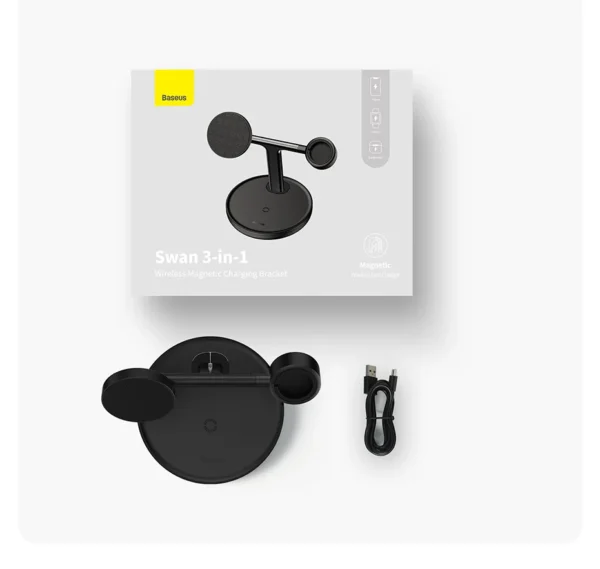 Baseus Swan 3-in-1 Wireless Magnetic Charging Bracket 20W Black Universal version （ Include：USB For type-C 3A 1m）