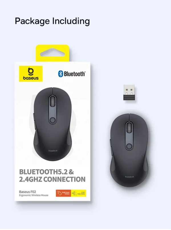 Baseus F02 Ergonomic Wireless Mouse（without Battery） Cluster Black B01055505111-01