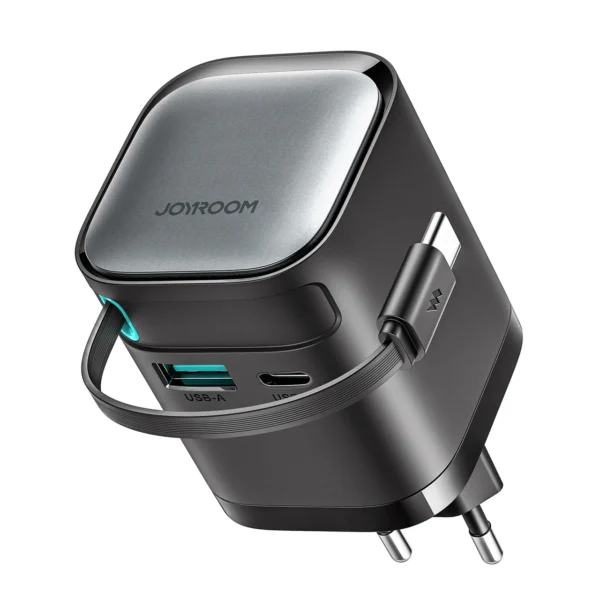 JOYROOM JR-TCL02 GaN 65W Charger with Retractable Cable-Black - Image 2