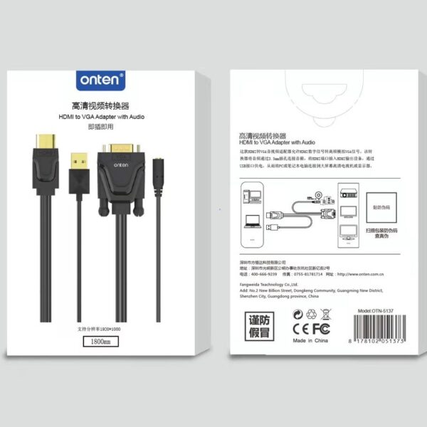 ONTEN HDTV TO VGA CABLE WITH AUDIO CABLE LENGTH 1.8M