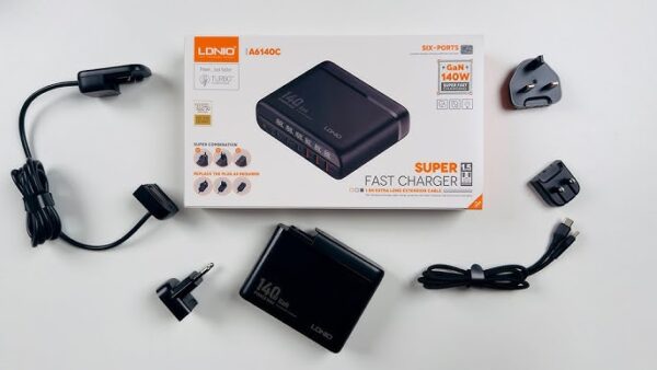 LDNIO A6140C 140W Super Fast charging 1.5M replaceable plug extension cord LED display