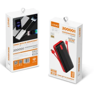 LDNIO PQ24 - 20000mAh Power Bank with Built-in Cables - 22.5W MAX