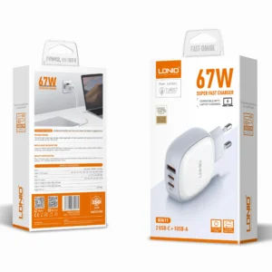 LDNIO Q3611 67W Dual Port PD & QC Fast Charger with C-C Cable