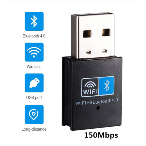 USB WiFi Bluetooth Adapter - Wi-Fi Receiver & Wireless Bluetooth 2-in-1 Dongle