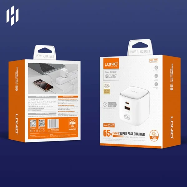 LDNIO Q2617 EU 65W GaN Super-Fast Charger Including US+EU+UK with C-C - Image 2