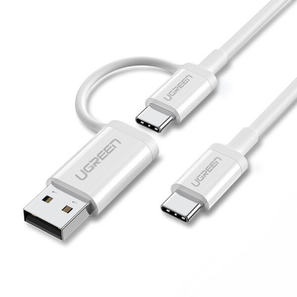 UGREEN US264 Usb-C To Usb-C + Usb-A Cable 1M White 40934