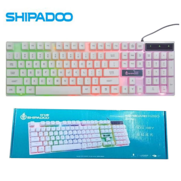 SHIPADOO K280 RGB Rainbow Glow Wired Gaming Keyboard