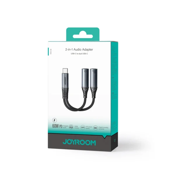 JOYROOM SY-C03 Type-C to Dual Type-C Audio-Transfer Series 2-in-1 Audio Adapter Black