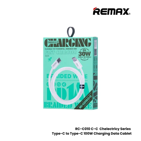 REMAX RC-010 C-C Chelectricy Series 30W Type-C to Type-C PD Fast Charging Braided Data Cable
