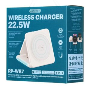 Remax RP-W87 Vukey Series 4-in-1 Holder/ Magnetic Wireless Charger/Night Lamp White
