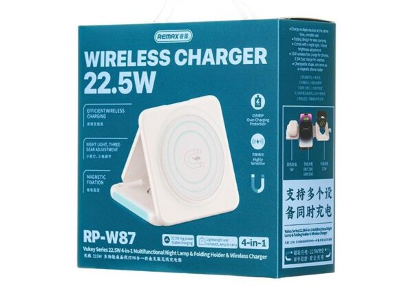 Remax RP-W87 Vukey Series 4-in-1 Holder/ Magnetic Wireless Charger/Night Lamp White